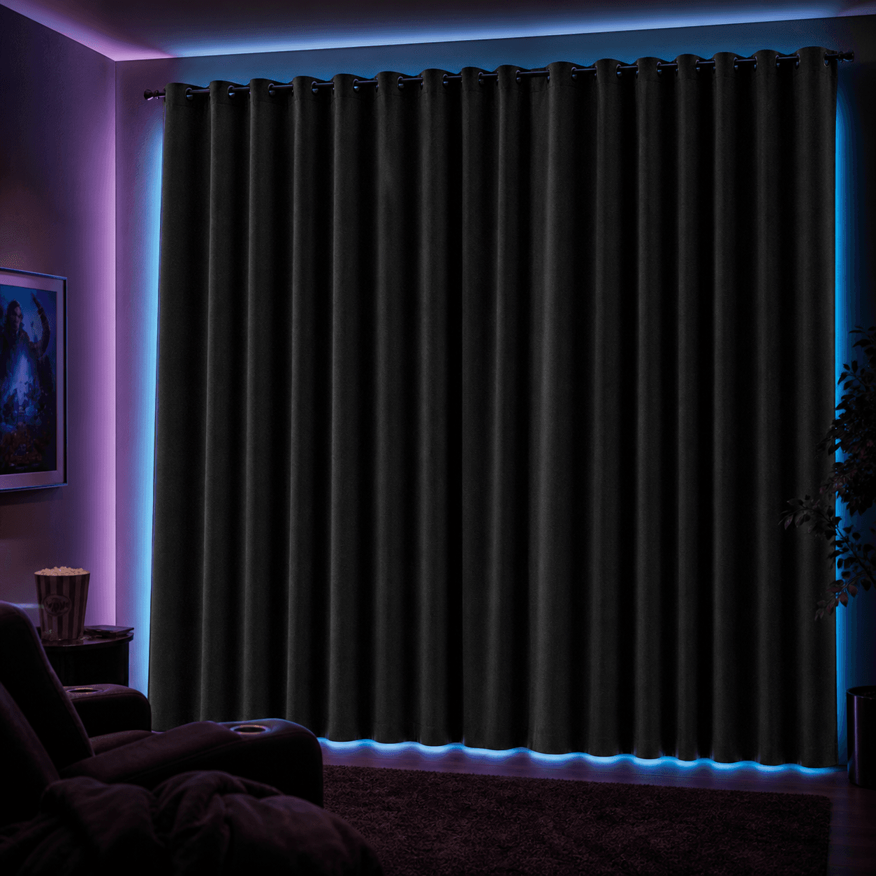 Blackout Cinema Curtain Pair — Daytime darkness for a proper picture.